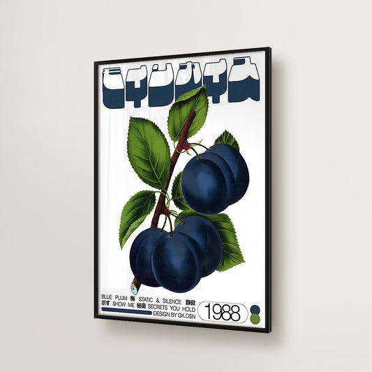 Japanese Vintage Blue Plum Poster