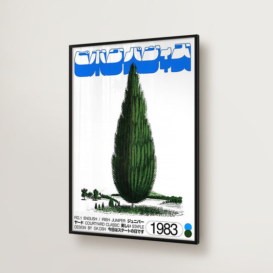 Japanese Vintage Irish Juniper Tree Poster