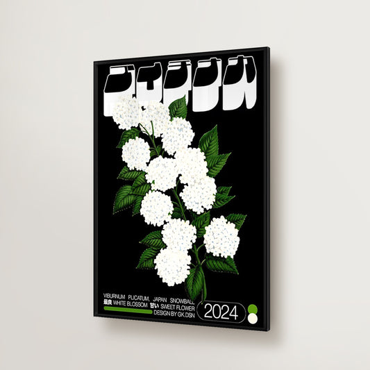 Japanese Vintage Snowball Plant Poster