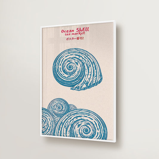 Sea Shell Retro Japanese Screen Art