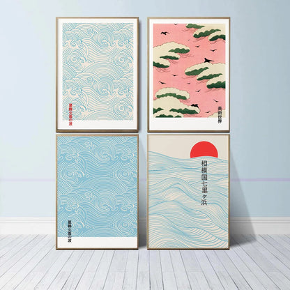 Vintage Japanische Kunst Wellen Hokusai Poster Ästhetische Wand Kunst Minimalistischen Bilder für Wohnzimmer Modulare Wohnkultur Cuadros
