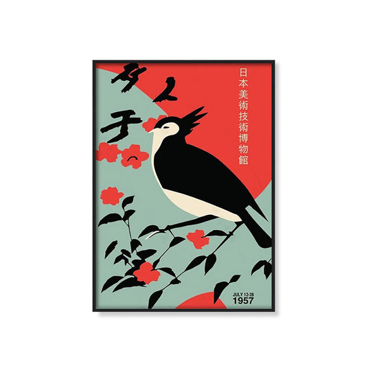 Japanische Vogel Vintage Landschaften Poster Traditionelle Retro Drucke Kunst Wandgemälde Zimmer Home Bar Restaurant Dekor Bild