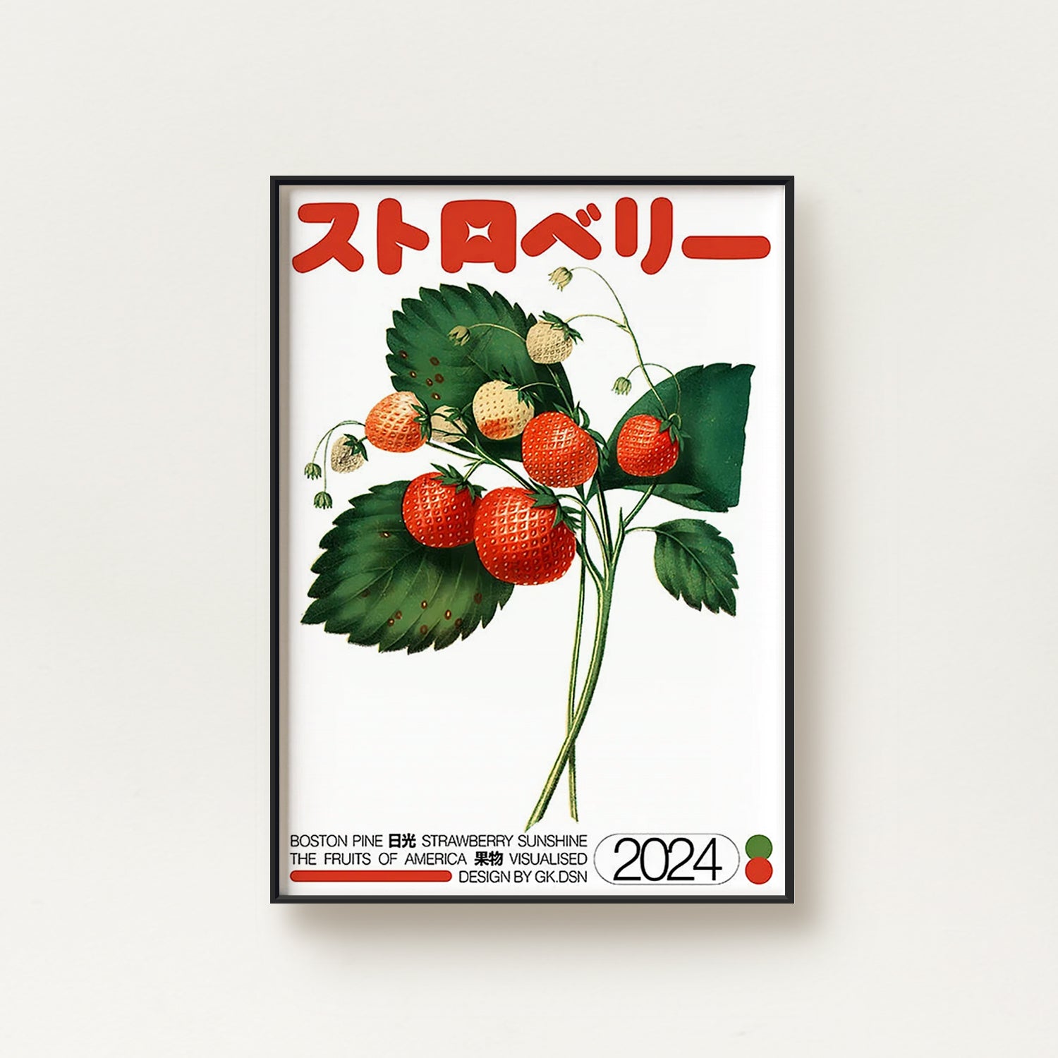 Póster vintage japonés de fresa
