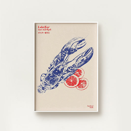 Lobster Retro Japanese Screen Art