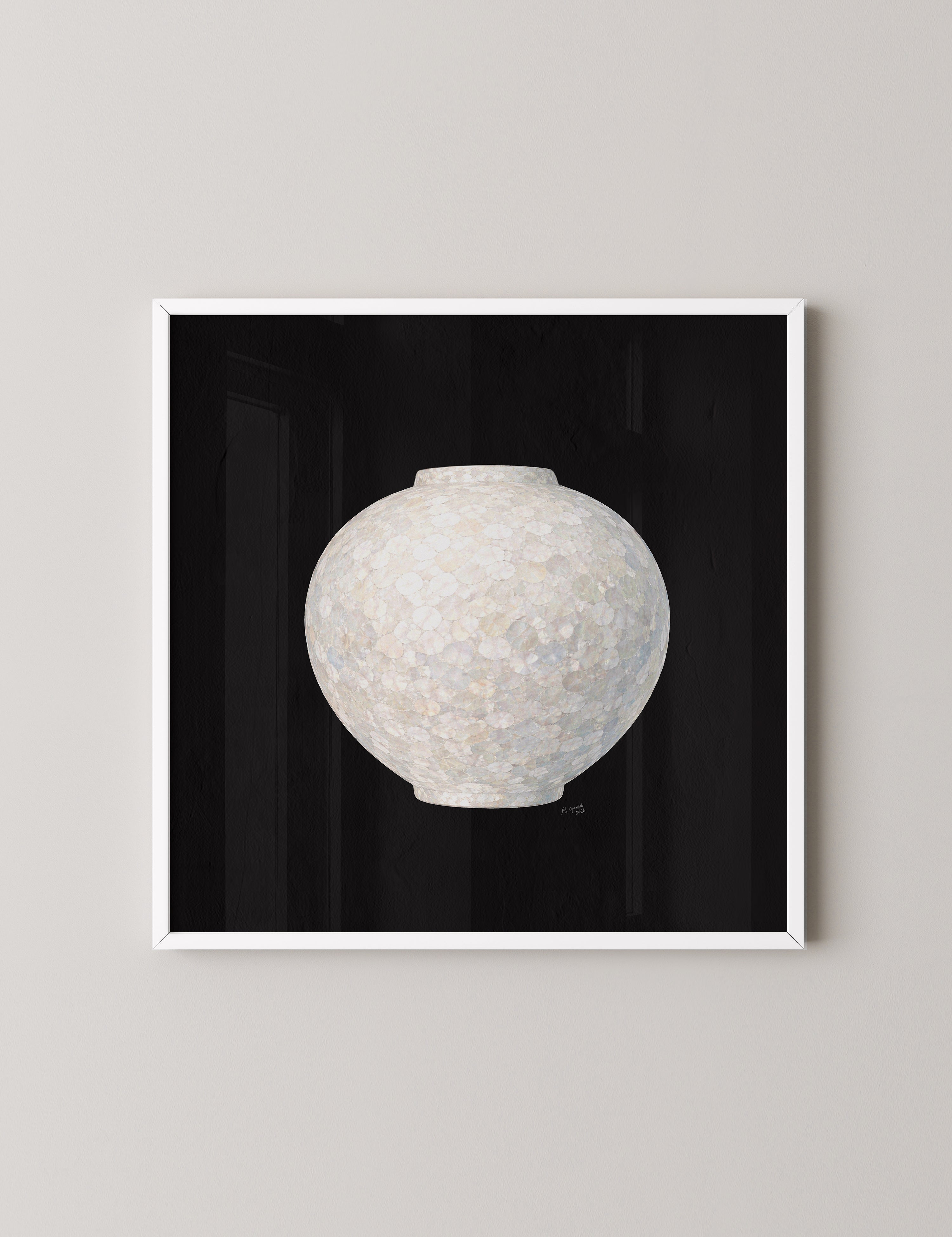 White Moon Jar in Black