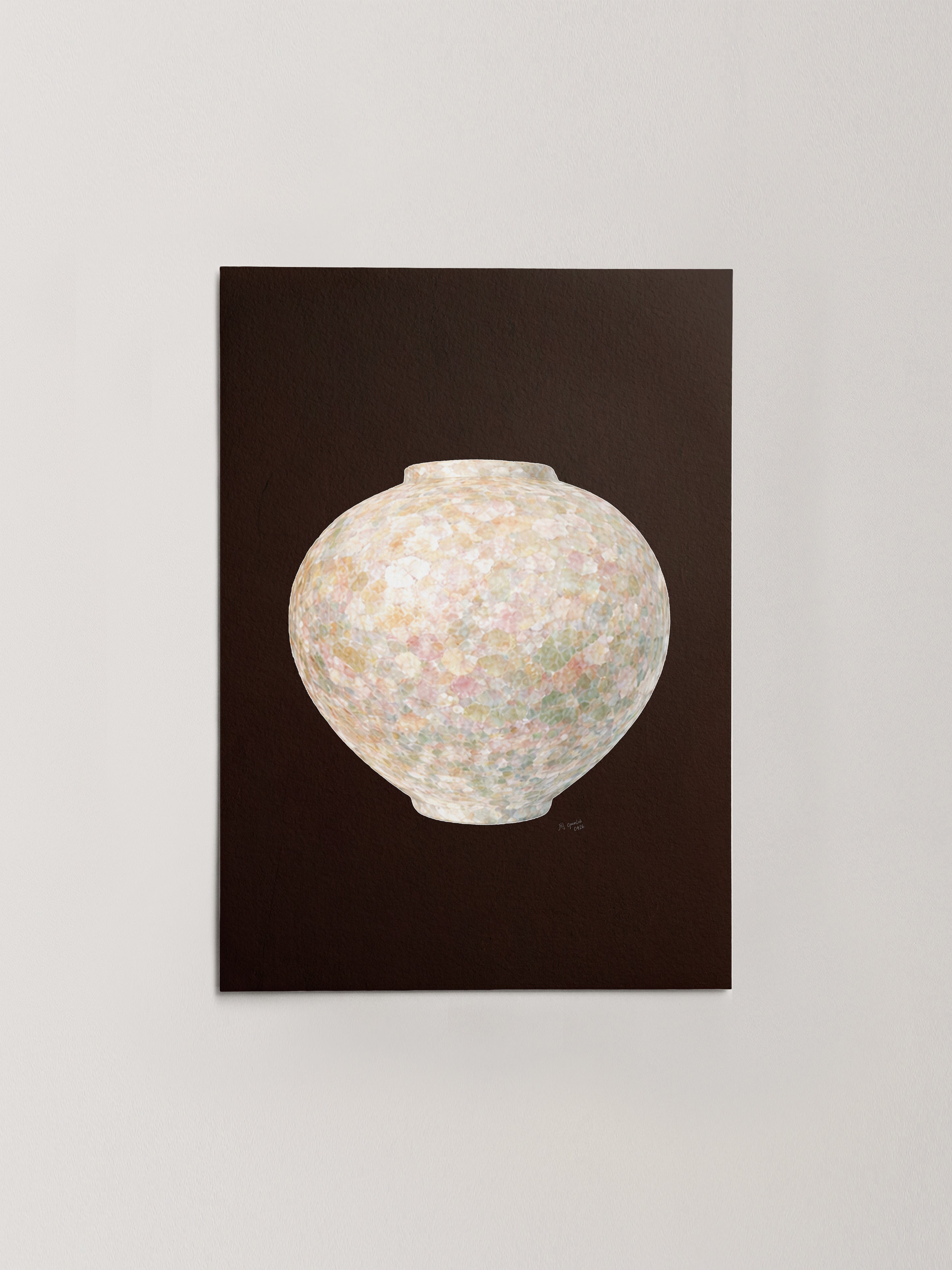 Warm Pastel Moon Jar in Deep Red-thumbmail-9