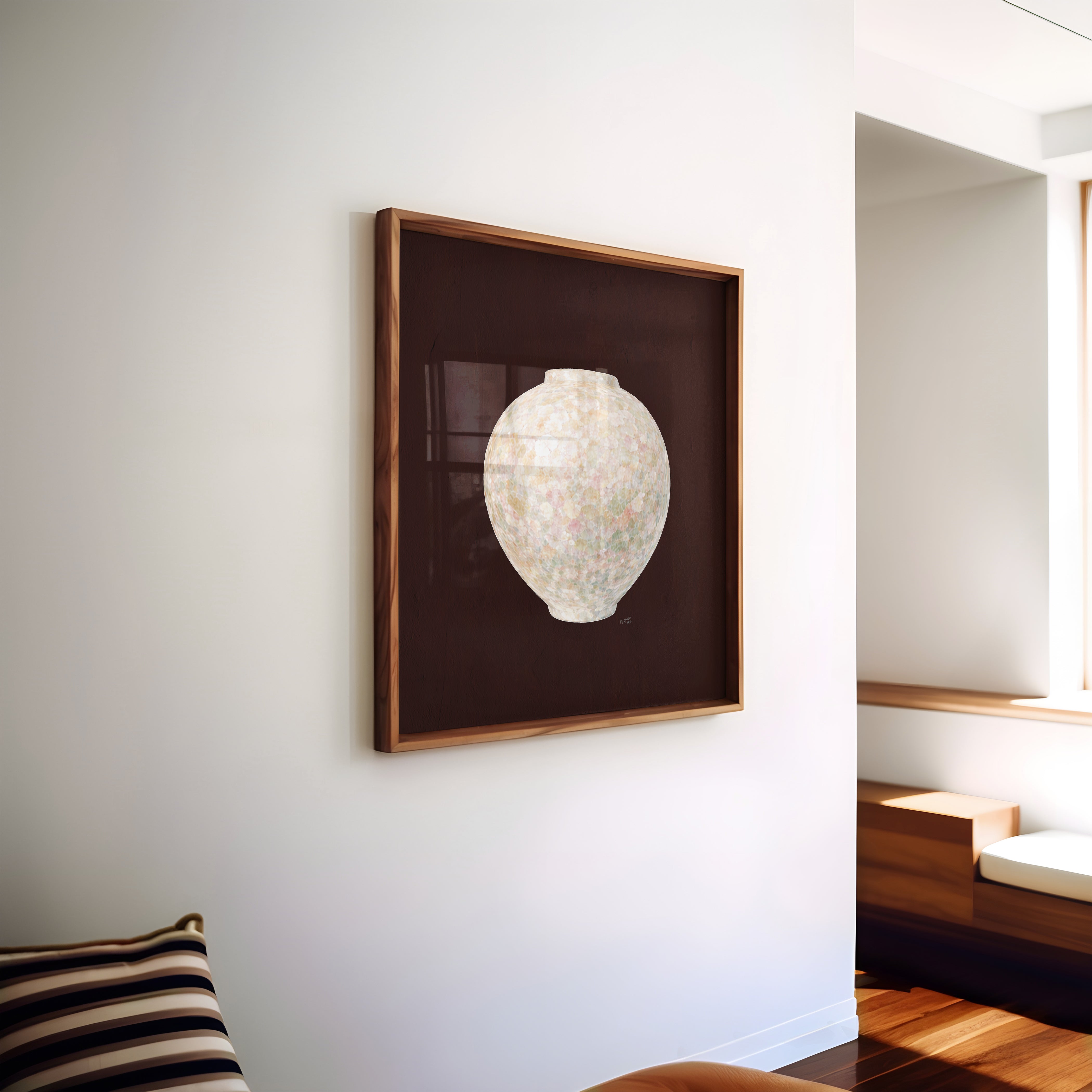 Warm Pastel Moon Jar in Deep Red-thumbmail-2