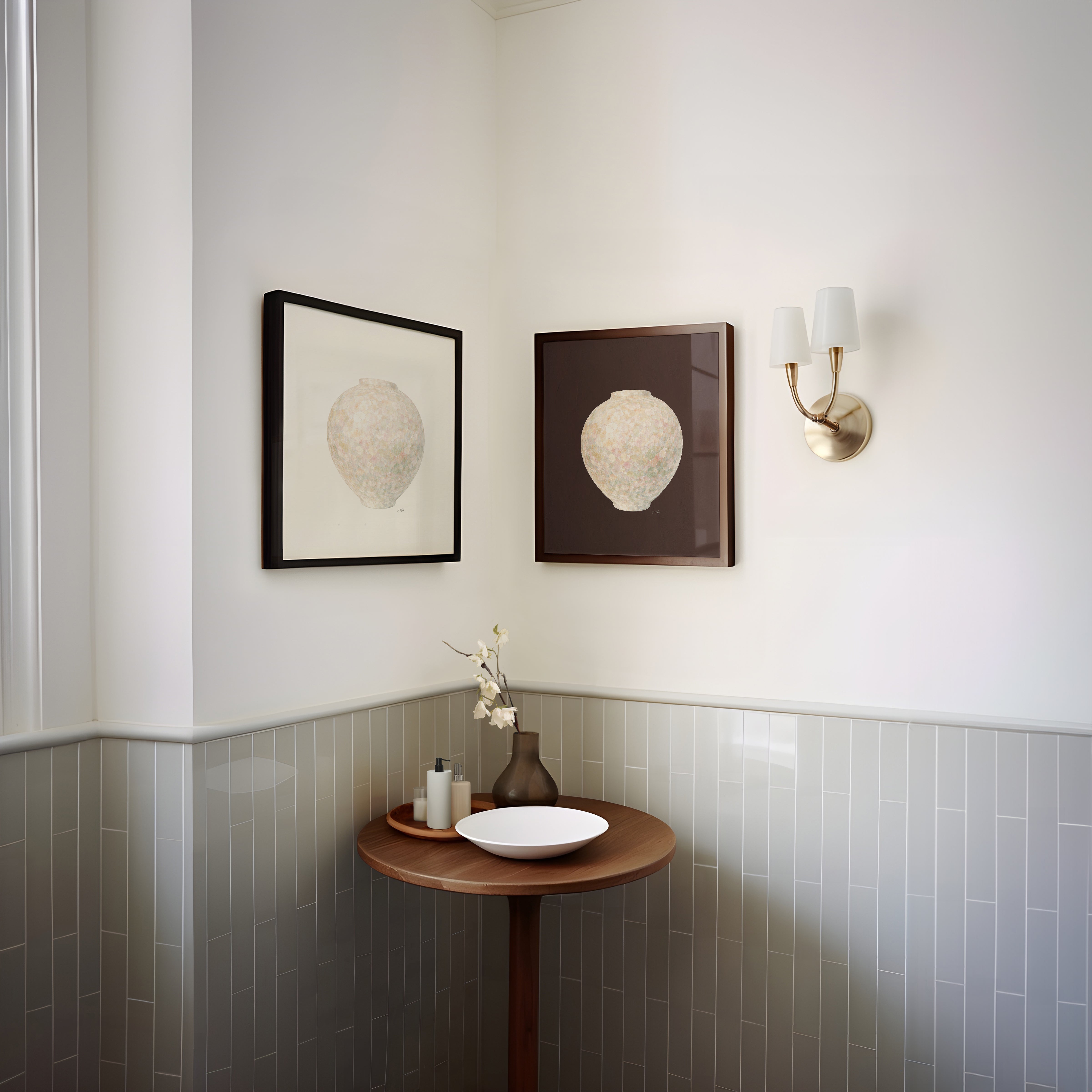 Warm Pastel Moon Jar in Deep Red-thumbmail-3