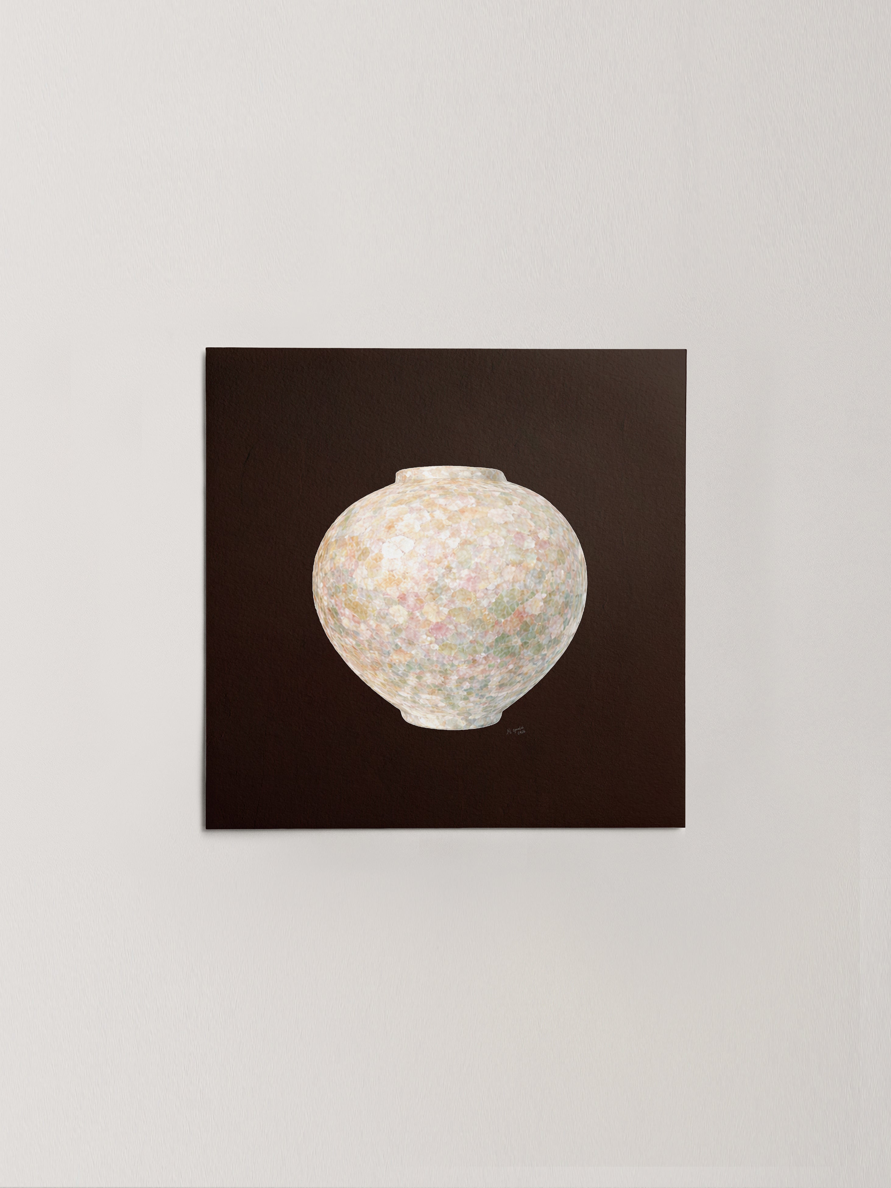 Warm Pastel Moon Jar in Deep Red-thumbmail-5