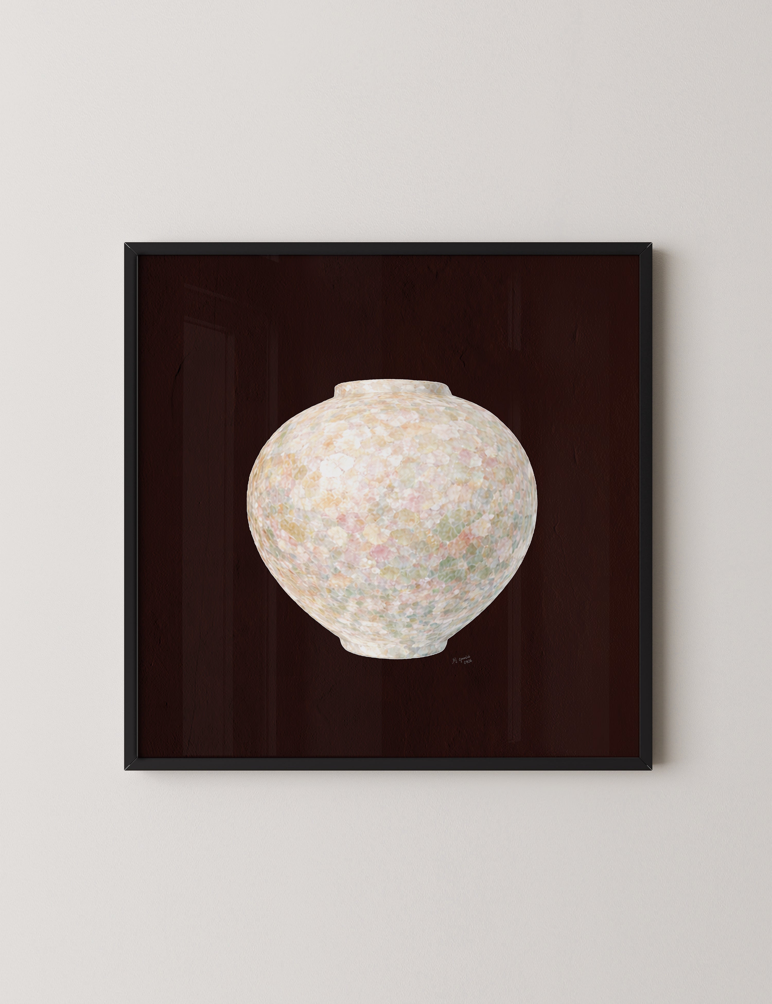 Warm Pastel Moon Jar in Deep Red-thumbmail-8