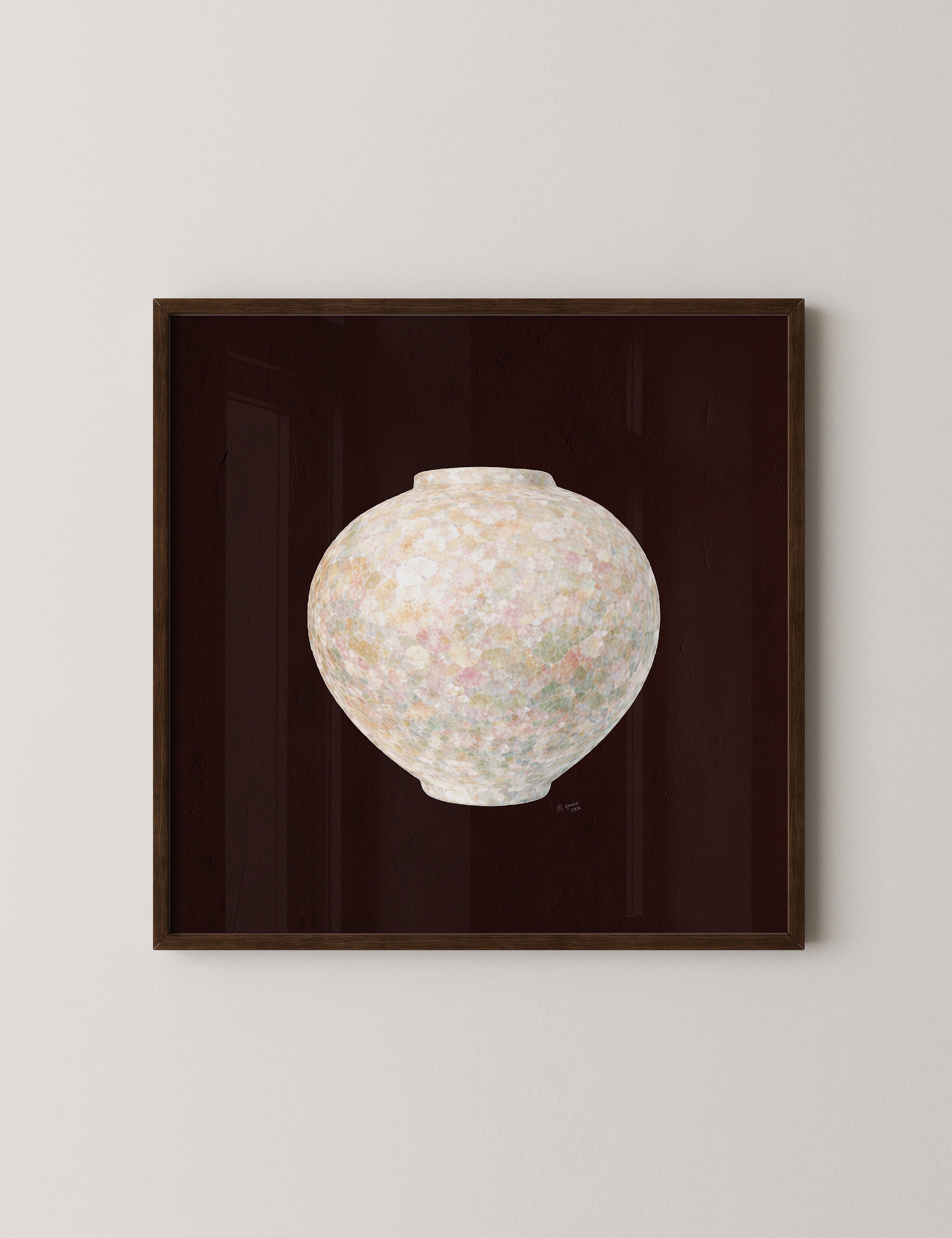 Warm Pastel Moon Jar in Deep Red