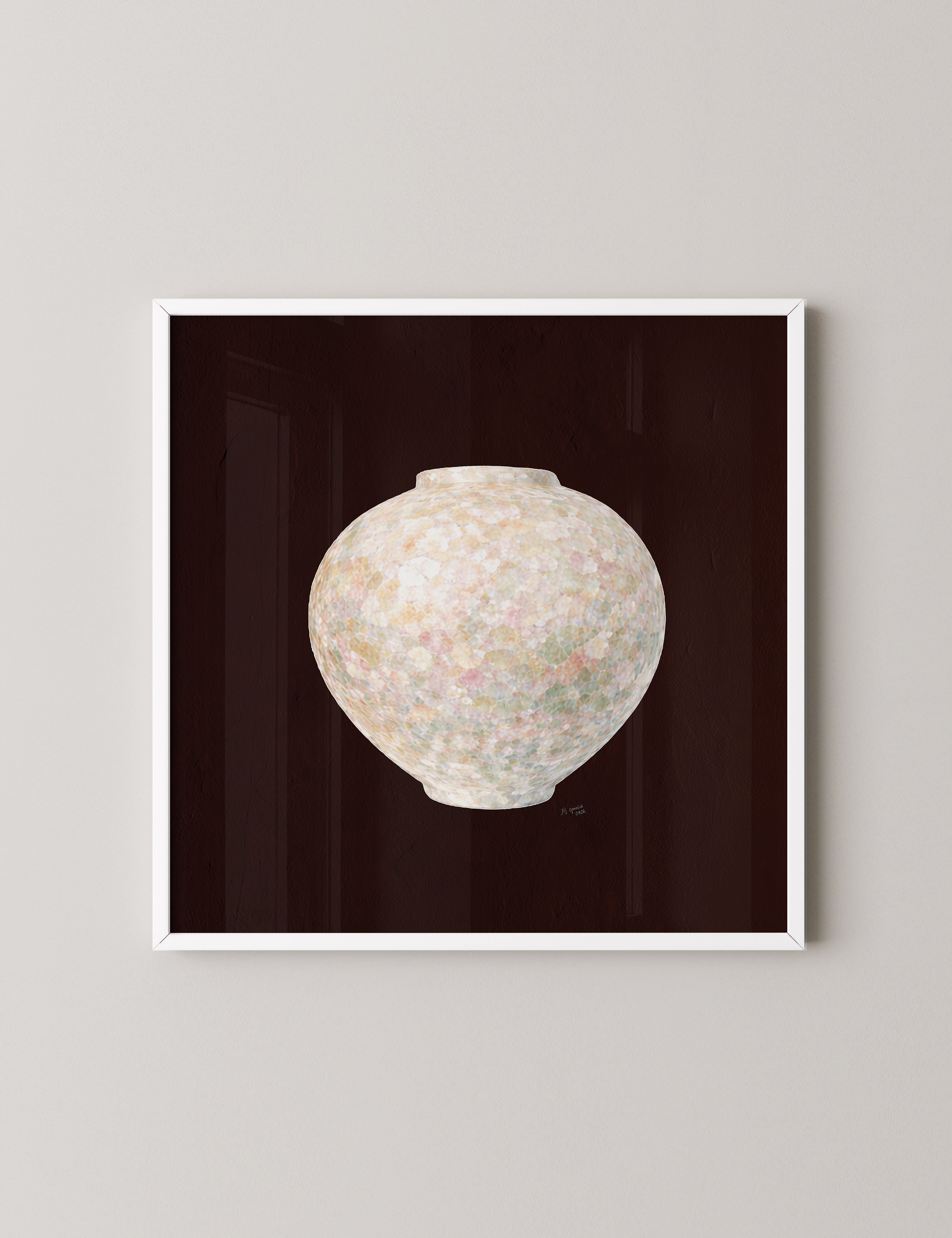 Warm Pastel Moon Jar in Deep Red-thumbmail-7