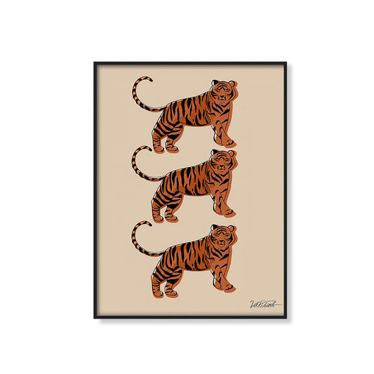 Pósteres de lienzo de animales de dibujos animados de tigre, pintura de leopardo salvaje rosa, azul y amarillo, imágenes impresas para la decoración del hogar de la habitación de los niños